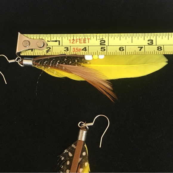 Yellow Feather Native Style Earrings - Picture 6 of 8